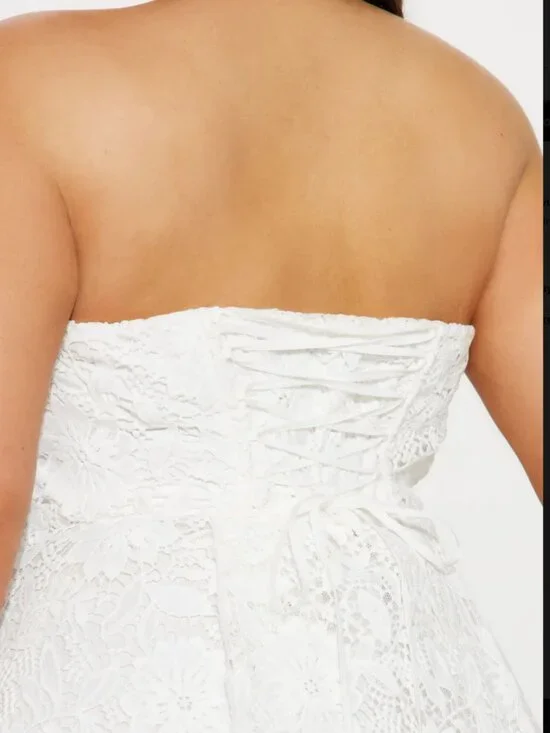Fashion Nova Isn't She lovely White Strapless Lace Midi Dress Size Medium - Picture 10 of 15